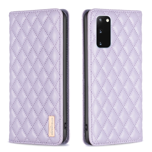 

For Samsung Galaxy S20 Diamond Lattice Magnetic Leather Flip Phone Case(Purple)