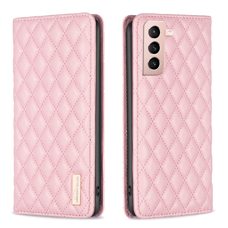For Samsung Galaxy S21 5G Diamond Lattice Magnetic Leather Flip
