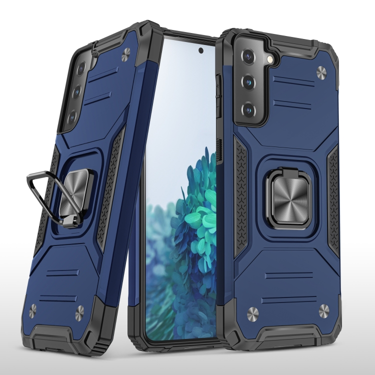 

For Samsung Galaxy S22 5G Magnetic Armor TPU + PC Holder Phone Case(Blue)