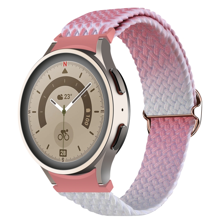 

For Samsung Galaxy Watch 5 / Watch 5 Pro / Watch 4 Weave Gradient Color Watch Band(Pink)