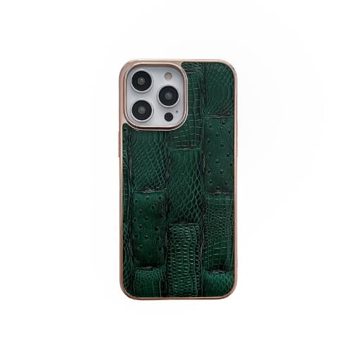 

For iPhone 13 Pro Nano Electroplate Mahjong Texture Leather Phone Case(Green)