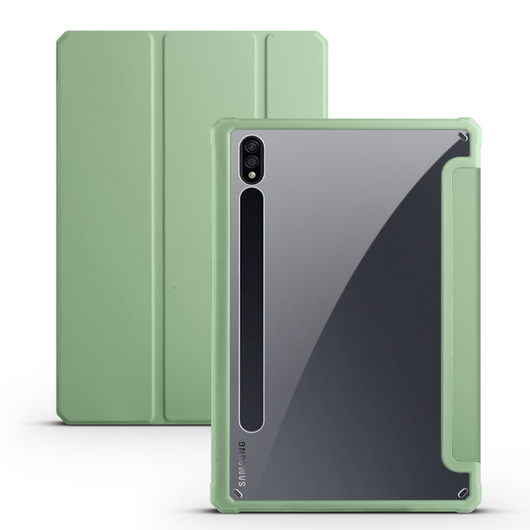 

For Samsung Galaxy Tab S7 Acrylic 3-folding Smart Leather Tablet Case(Green)