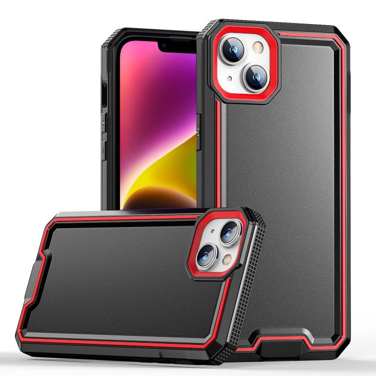 

For iPhone 14 Armour Two-color TPU + PC Phone Case(Black+Red)