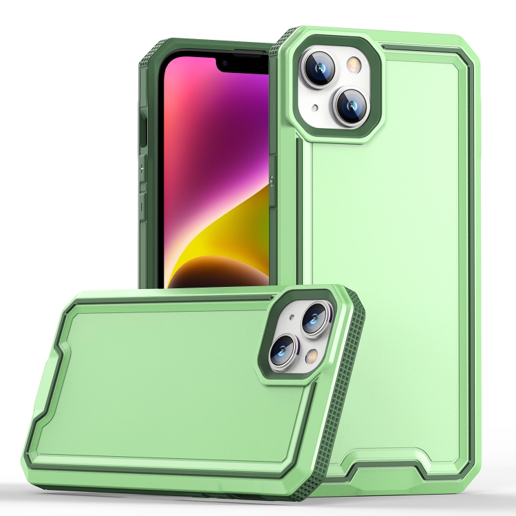 

For iPhone 14 Armour Two-color TPU + PC Phone Case(Green+Grey)
