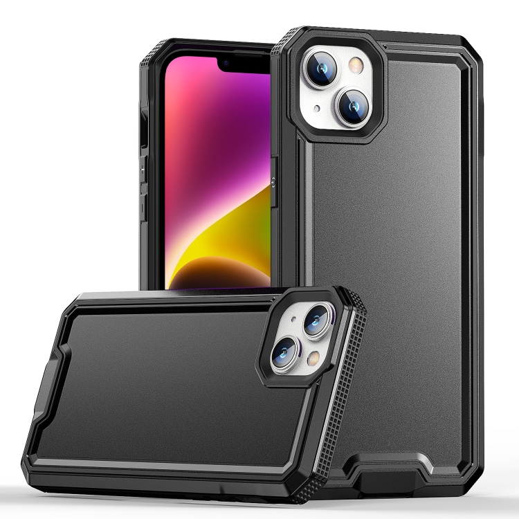 

For iPhone 14 Plus Armour Two-color TPU + PC Phone Case(Black)