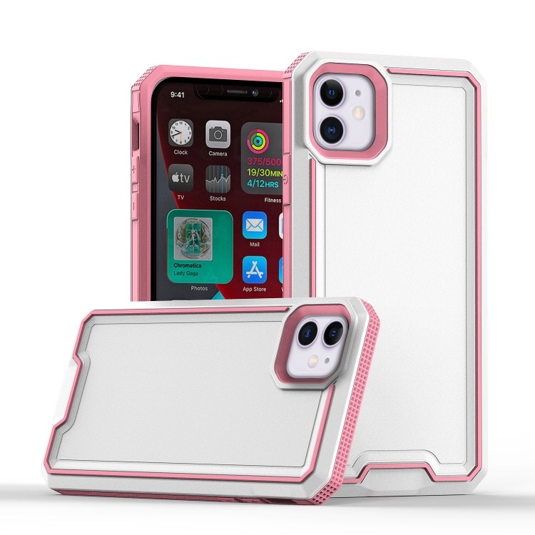 

For iPhone 12 Armour Two-color TPU + PC Phone Case(White+Pink)