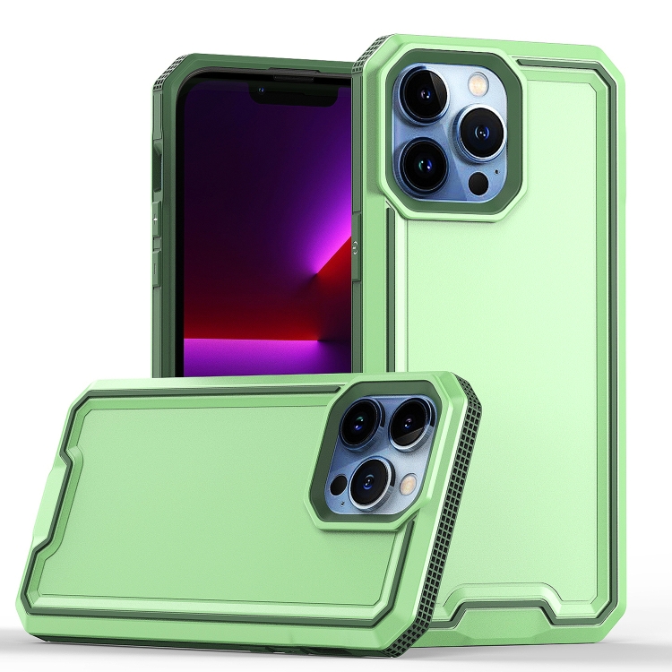 

For iPhone 12 Pro Max Armour Two-color TPU + PC Phone Case(Green+Grey)