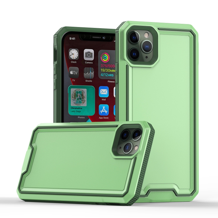 

For iPhone 11 Pro Max Armour Two-color TPU + PC Phone Case(Green+Grey)