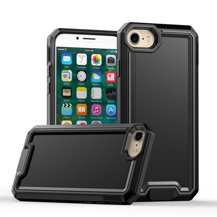 

For iPhone SE 2022 / SE 2020 / 8 / 7 Armour Two-color TPU + PC Phone Case(Black)