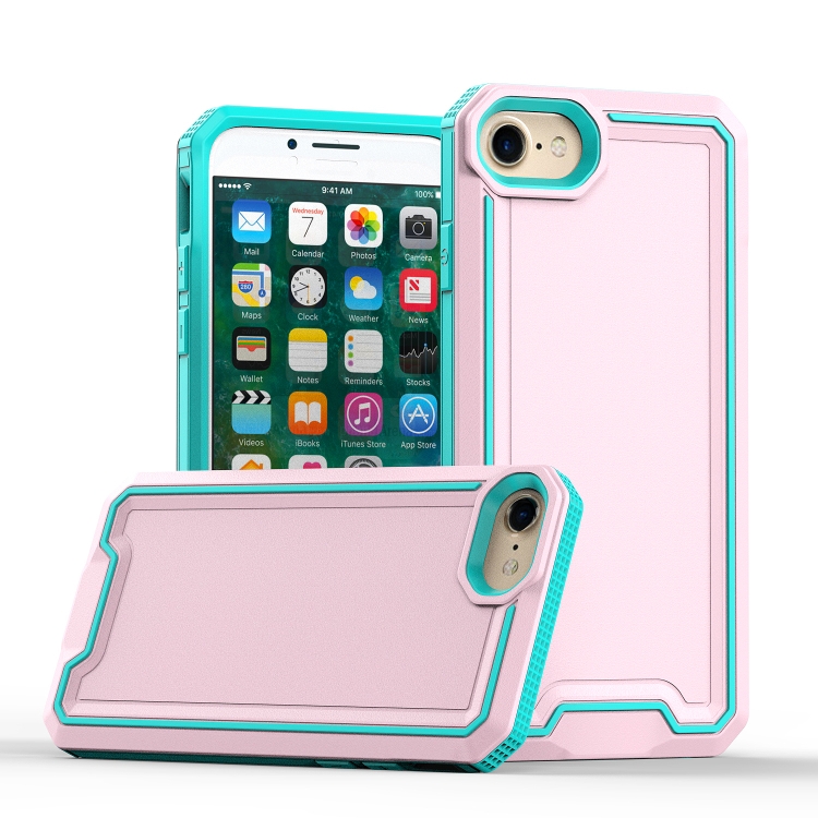 

For iPhone SE 2022 / SE 2020 / 8 / 7 Armour Two-color TPU + PC Phone Case(Pink+Blue)