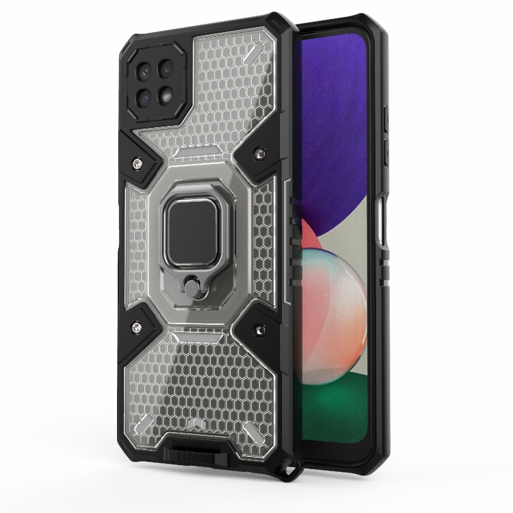 

For Samsung Galaxy A22 5G Space PC+TPU Ring Holder Protective Phone Case(Grey)