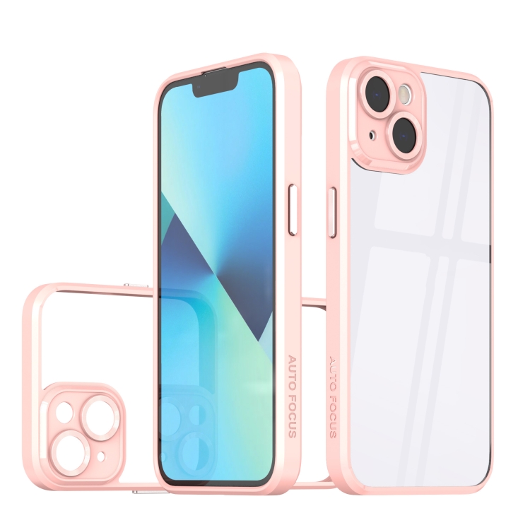

For iPhone 14 Plus Cool Armor Transparent Phone Case(Pink)