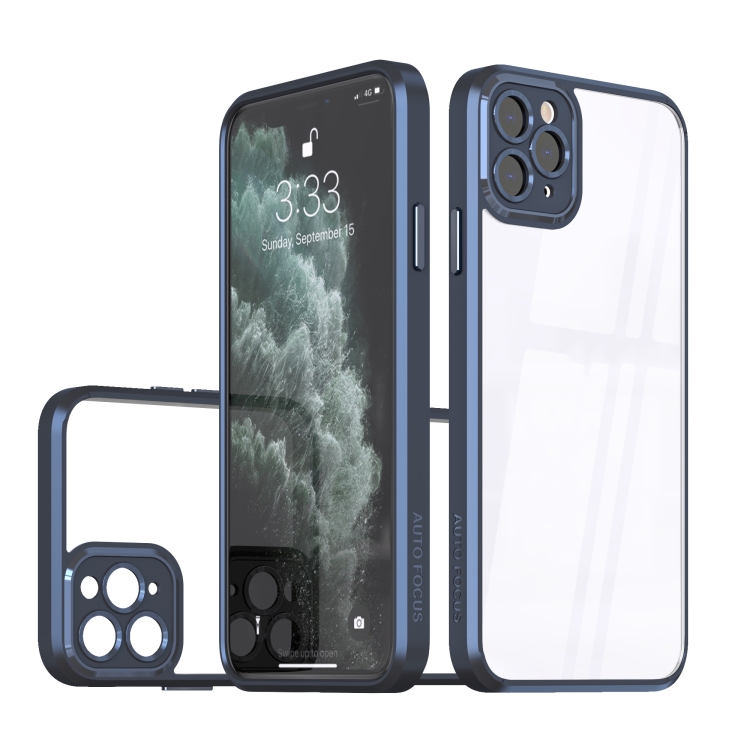

For iPhone 13 Pro Max Cool Armor Transparent Phone Case(Navy Blue)
