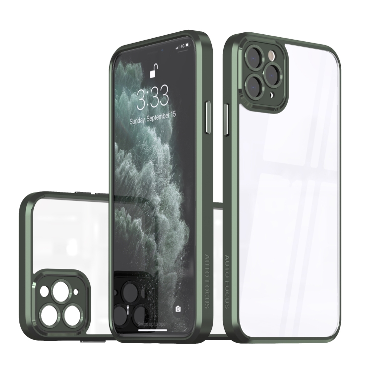 

For iPhone 12 Pro Max Cool Armor Transparent Phone Case(Dark Green)