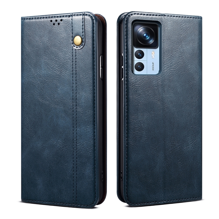 

For Xiaomi 12T/12T Pro/Redmi K50 Ultra Oil Wax Crazy Horse Texture Leather Phone Case(Blue)