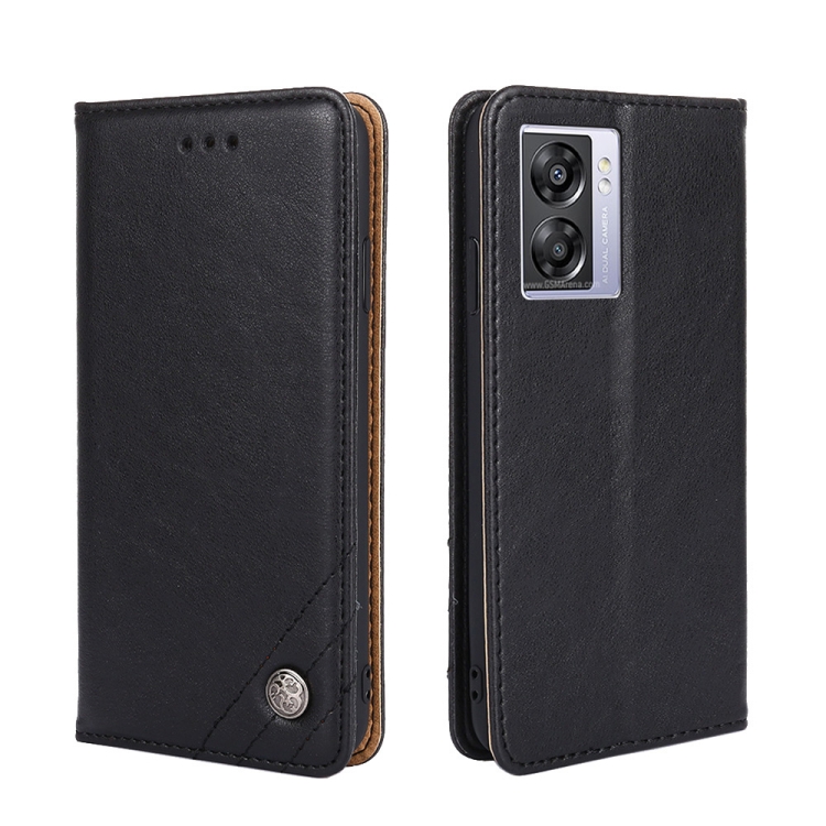 

For OPPO K10 5G Global Non-Magnetic Retro Texture Flip Leather Phone Case(Black)