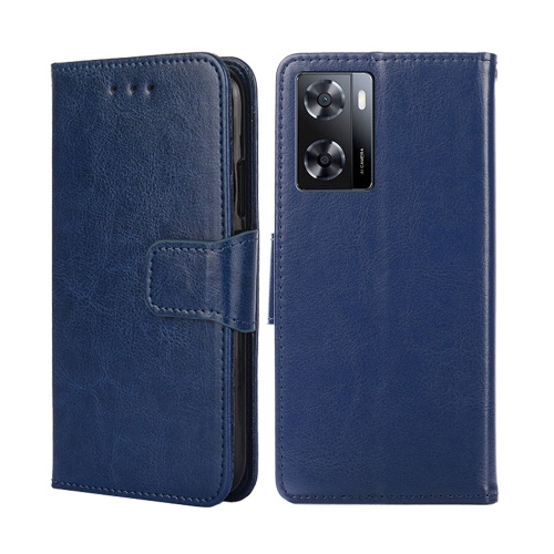 

For OPPO A57s 4G / A57e 4G Crystal Texture Flip Leather Phone Case(Royal Blue)