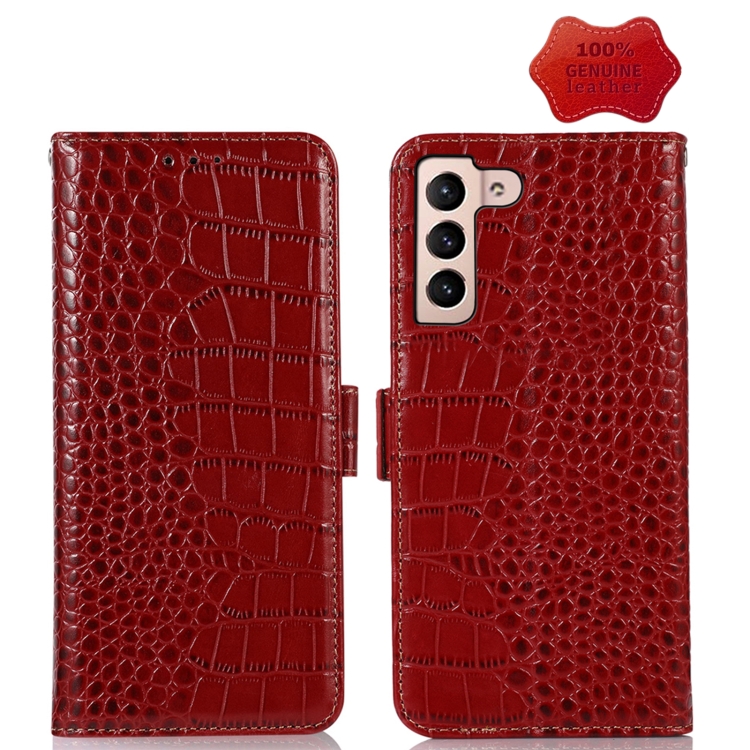 

For Samsung Galaxy S23 5G Crocodile Top Layer Cowhide Leather Phone Case(Red)