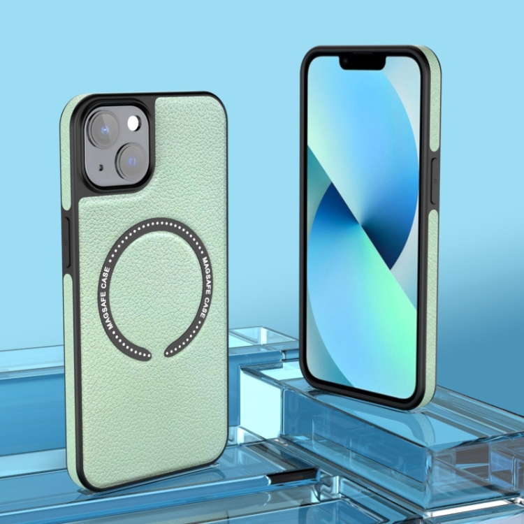 

For iPhone 14 Pro Max Leather MagSafe Magnetic Phone Case(Green)