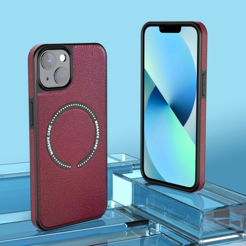 

For iPhone 14 Pro Leather MagSafe Magnetic Phone Case(Wine Red)