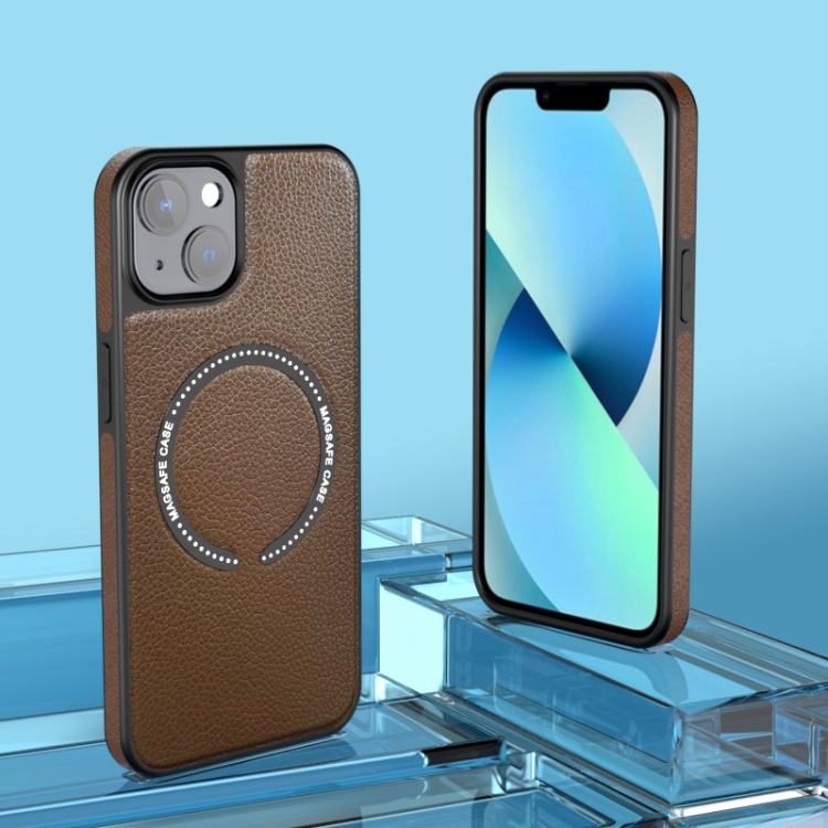 

For iPhone 12 Pro Max Leather MagSafe Magnetic Phone Case(Brown)