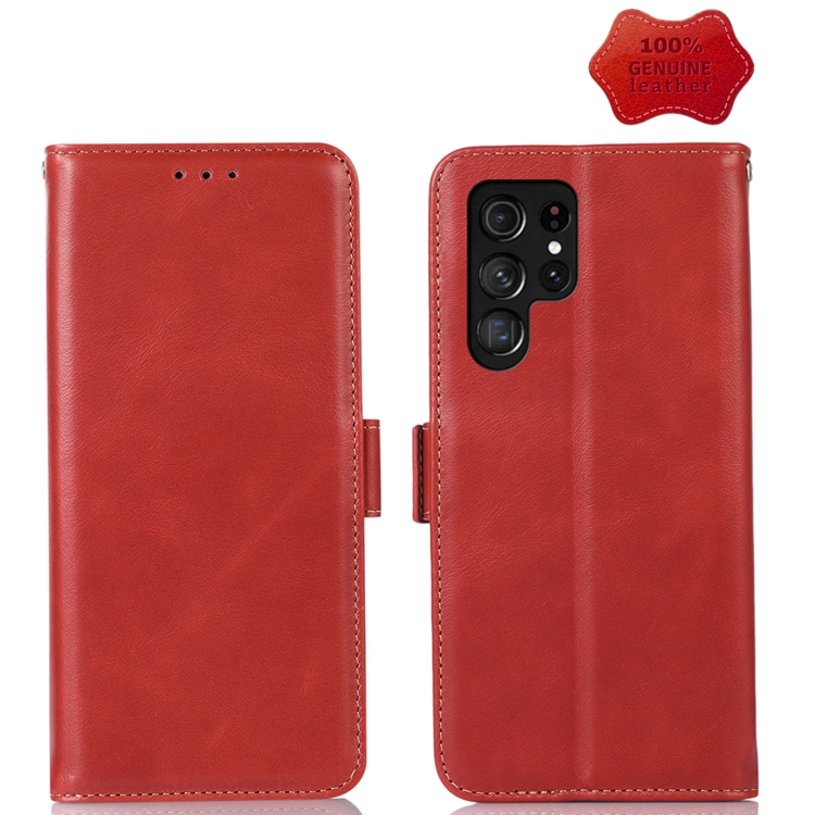 

For Samsung Galaxy S23 Ultra 5G Crazy Horse Top Layer Cowhide Leather Phone Case(Red)