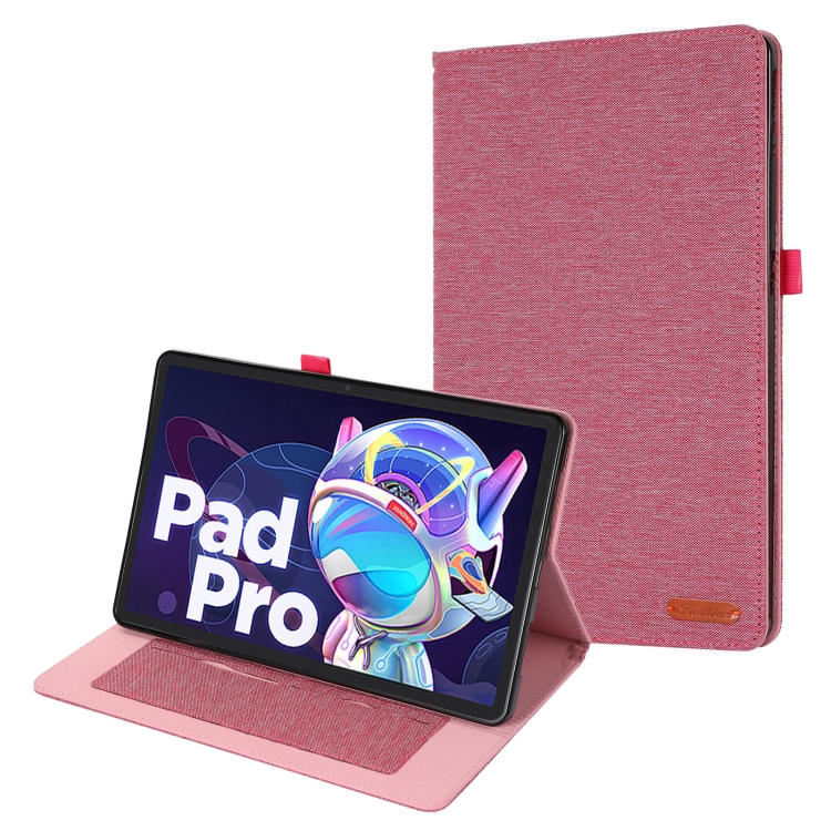 

For Lenovo Tab P11 Pro Fabric Leather Tablet Case(Rose Red)
