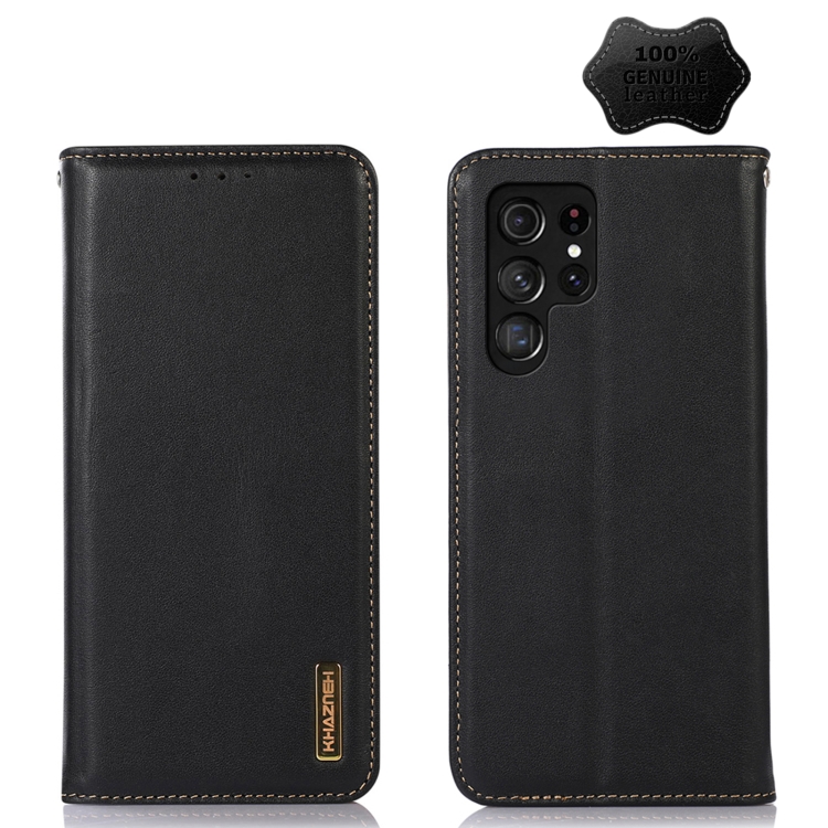 

For Samsung Galaxy S23 Ultra 5G KHAZNEH Nappa Top Layer Cowhide Leather Phone Case(Black)