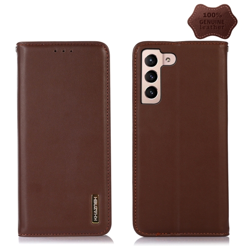 

For Samsung Galaxy S23 5G KHAZNEH Nappa Top Layer Cowhide Leather Phone Case(Brown)