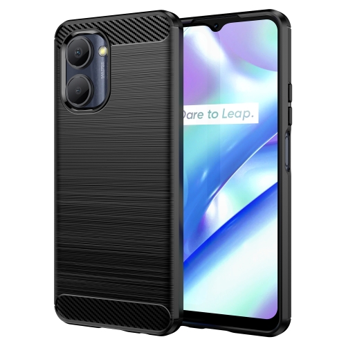 

For Realme C30 Brushed Texture Carbon Fiber TPU Phone Case(Black)