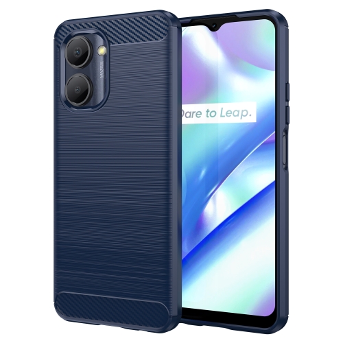 

For Realme Narzo 50i Prime Brushed Texture Carbon Fiber TPU Phone Case(Blue)