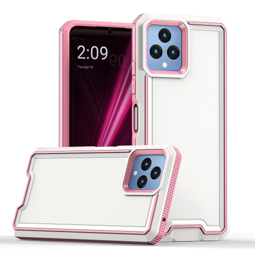 

For T-Mobile Revvl 6 5G Armour Two-color TPU + PC Phone Case(White+Pink)