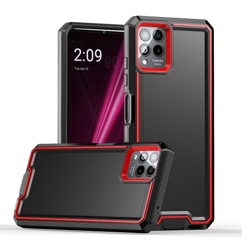 

For T-Mobile Revvl 6 Pro 5G Armour Two-color TPU + PC Phone Case(Black+Red)