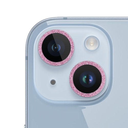 

For iPhone 14 Plus Glitter Ring Tempered Glass Camera Lens Film(Pink)