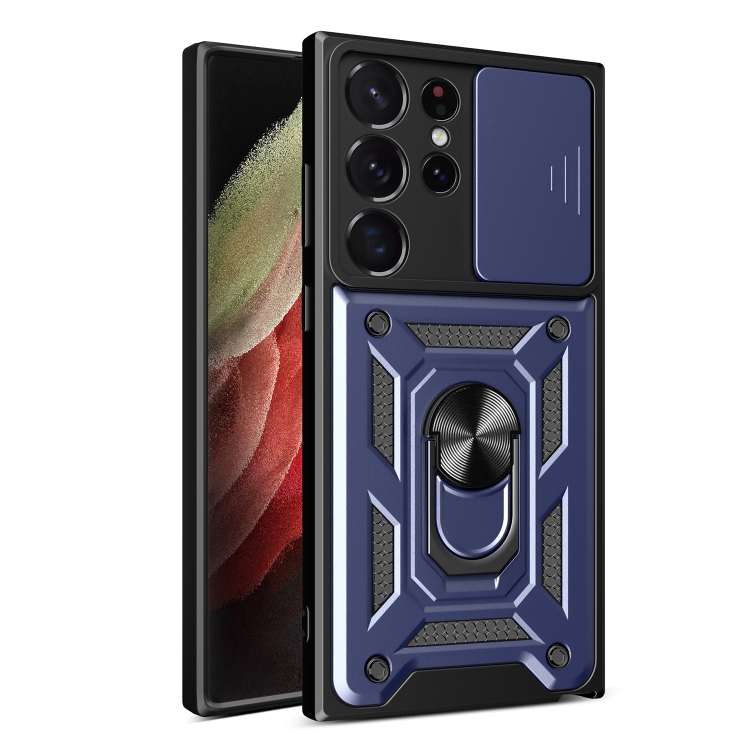 

For Samsung Galaxy S23 Ultra 5G Sliding Camera Cover Design TPU+PC Phone Case(Blue)