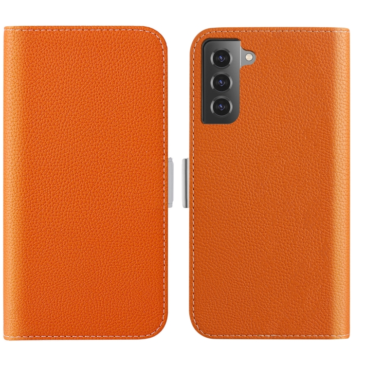 

For Samsung Galaxy S23 5G Candy Color Litchi Texture Leather Phone Case(Orange)