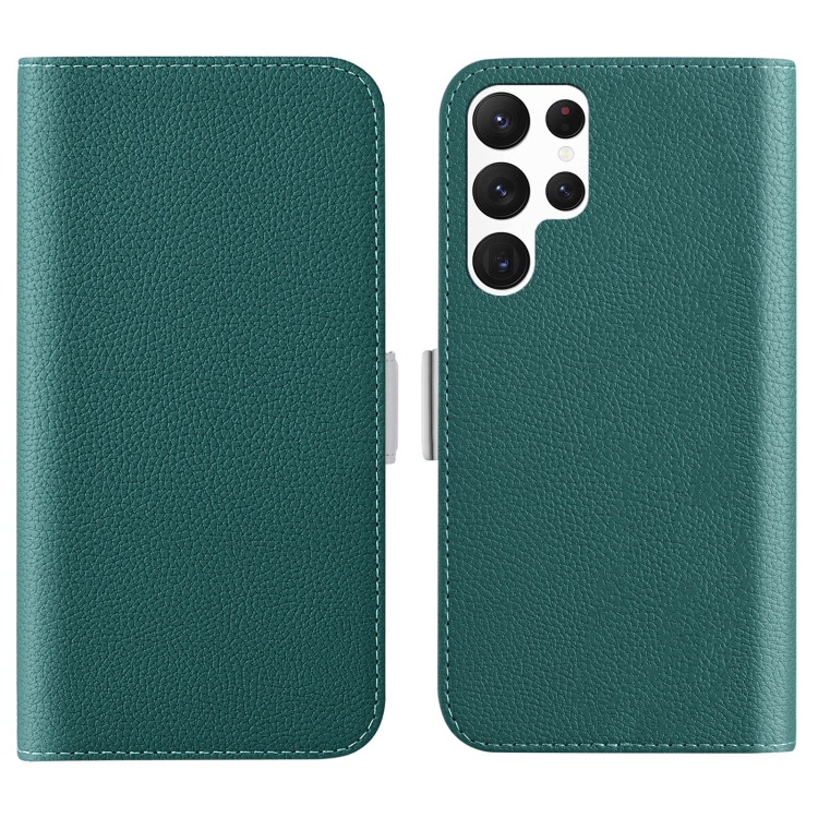 

For Samsung Galaxy S23 Ultra 5G Candy Color Litchi Texture Leather Phone Case(Dark Green)