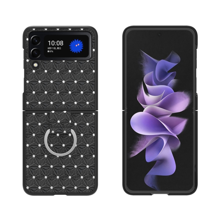 

For Samsung Galaxy Z Flip4 5G Flash Diamond Leather Phone Case(Black)