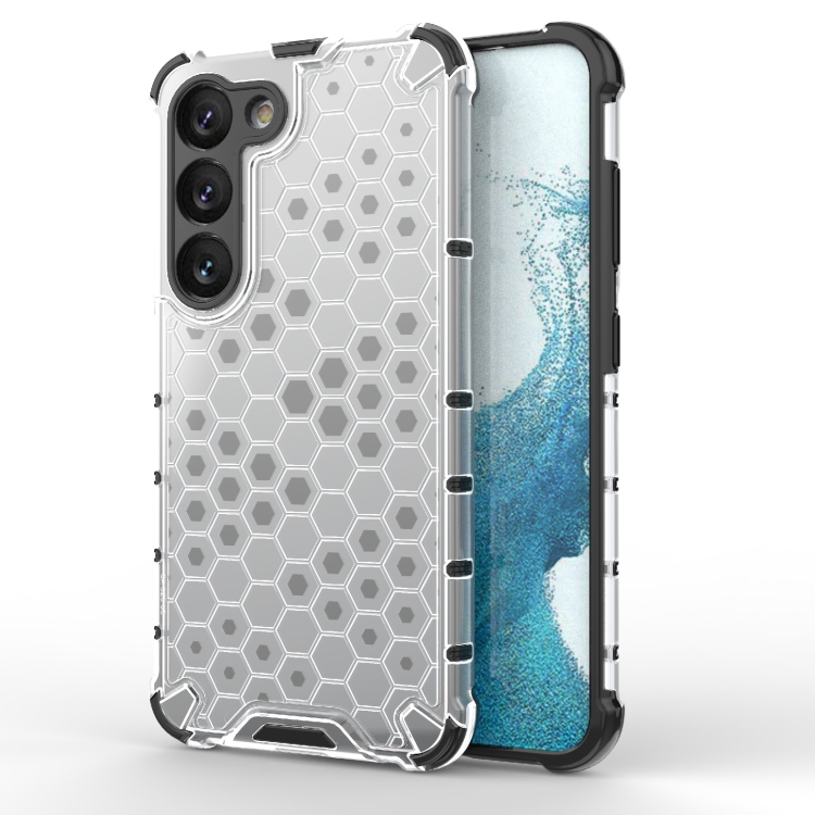 

For Samsung Galaxy S23 5G Shockproof Honeycomb PC + TPU Protective Phone Case(White)
