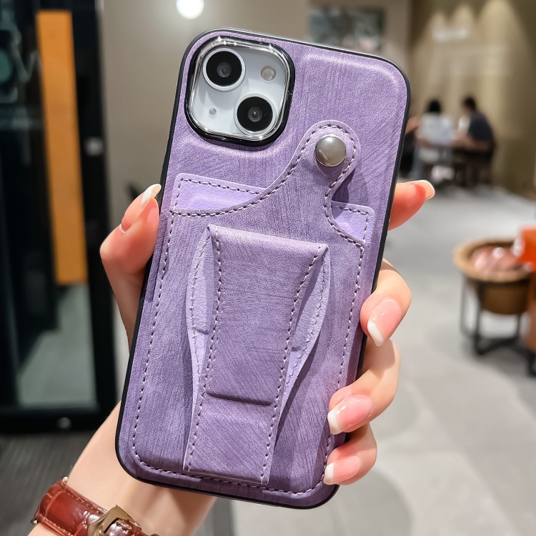 

For iPhone 14 Plus Side Leather Rotation Card Holder Phone Case(Purple)