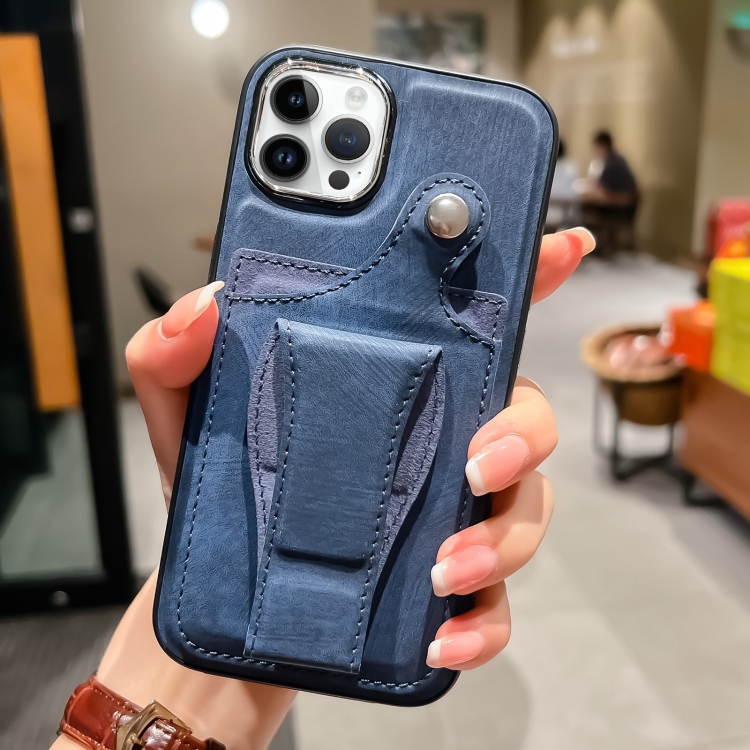 

For iPhone 13 Pro Max Side Leather Rotation Card Holder Phone Case(Blue)