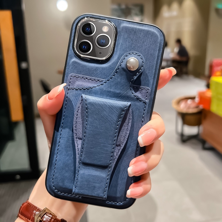 

For iPhone 11 Pro Max Side Leather Rotation Card Holder Phone Case(Blue)