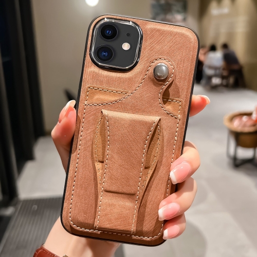 

For iPhone 11 Side Leather Rotation Card Holder Phone Case(Brown)