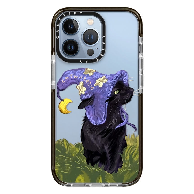 

For iPhone 14 Plus Wizard Cat Colored Drawing Pattern Phone Case(White)
