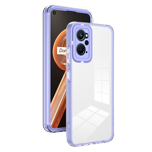 

For Realme 9i / OPPO A36 / A76 / A96 4G 3 in 1 Clear TPU Color PC Frame Phone Case(Purple)