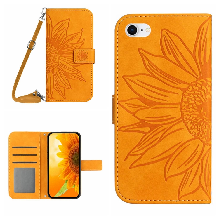 For iPhone Skin Feel Sun Flower Pattern Flip Leather Phone