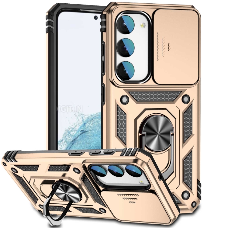 

For Samsung Galaxy S23 5G Sliding Camshield Holder Phone Case(Gold)