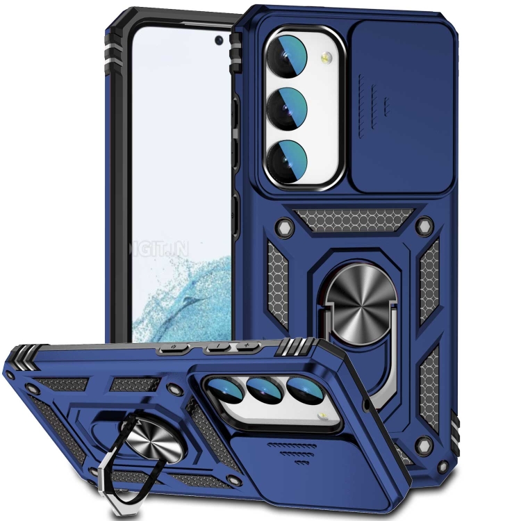 

For Samsung Galaxy S23 5G Sliding Camshield Holder Phone Case(Blue)