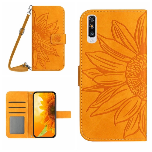 

For Samsung Galaxy A70/A70S Skin Feel Sun Flower Pattern Flip Leather Phone Case with Lanyard(Yellow)