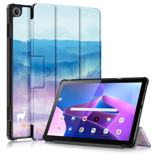 

For Lenovo Tab M10 10.1 3rd Gen 3-folding Magnetic Buckle Coloured Drawing Leather Smart Tablet Case(Dream Deer)